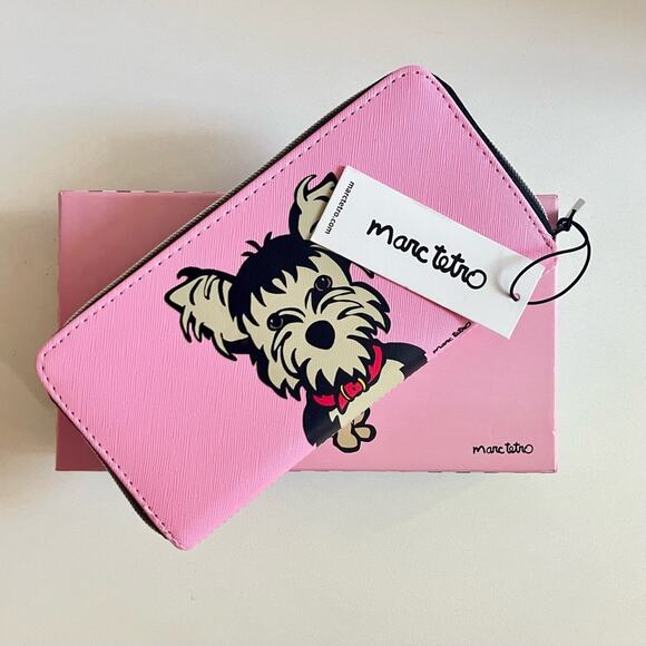 Marc Tetro NWT Pink Yorkie Dog Zip Around Wallet + FREE GIFT - Picture 5 of 6